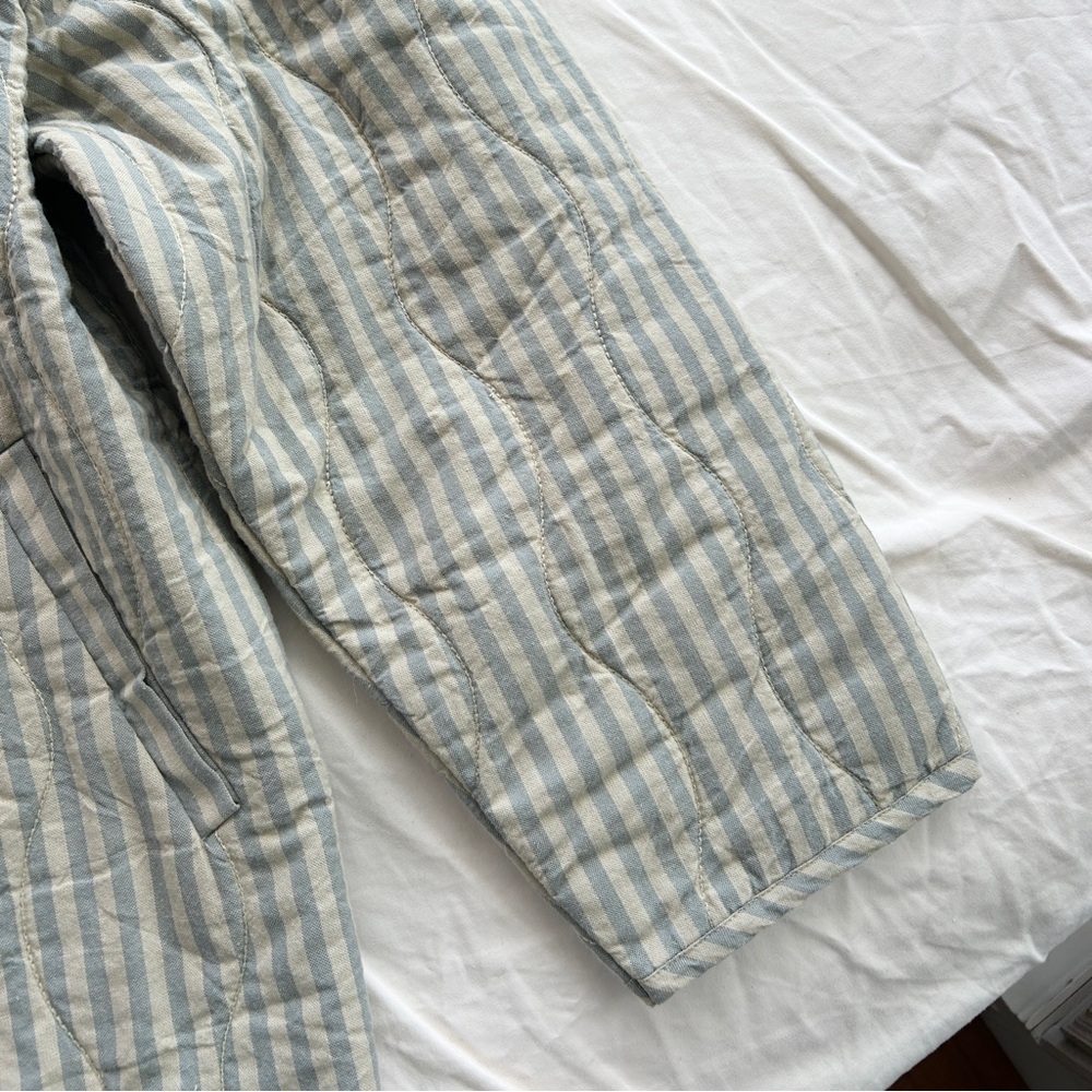 $540 Micaela Greg 100% Organic Cotton Quilted Liner Jacket Medium Womens Stripe - Picture 3 of 6